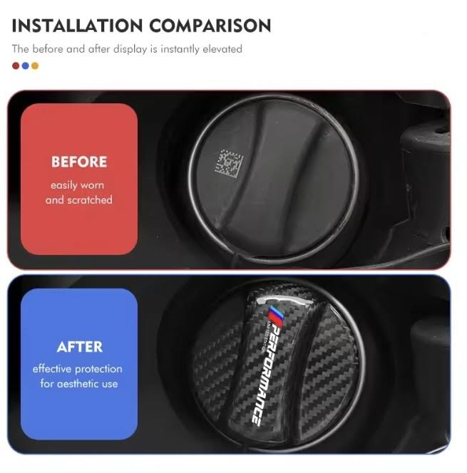 E90 Carbon Fiber Fuel Cap Cover – Sport Gas Tank Lid Trim (E9X 2005–2012, Pre-LCI & LCI)