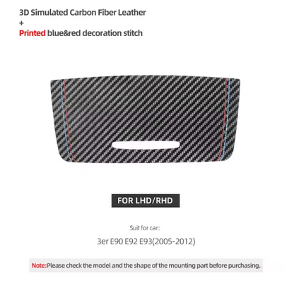 E90 Center Console Storage Cover Trim – Carbon Fiber / Alcantara (E9X 2005–2012, Pre-LCI & LCI)