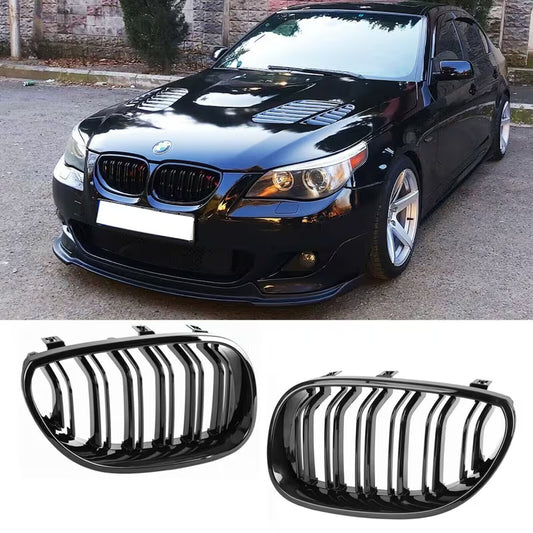 E60 Gloss Black Front Kidney Grilles – Sport Style Pair (E6X 2003–2010, Pre-LCI & LCI)