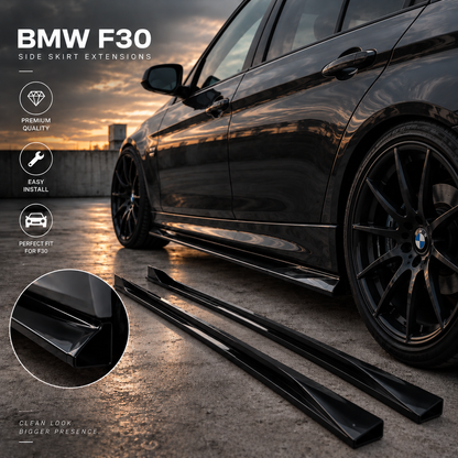 BMW F30 Side Skirt Extensions – Gloss Black | 2012–2019