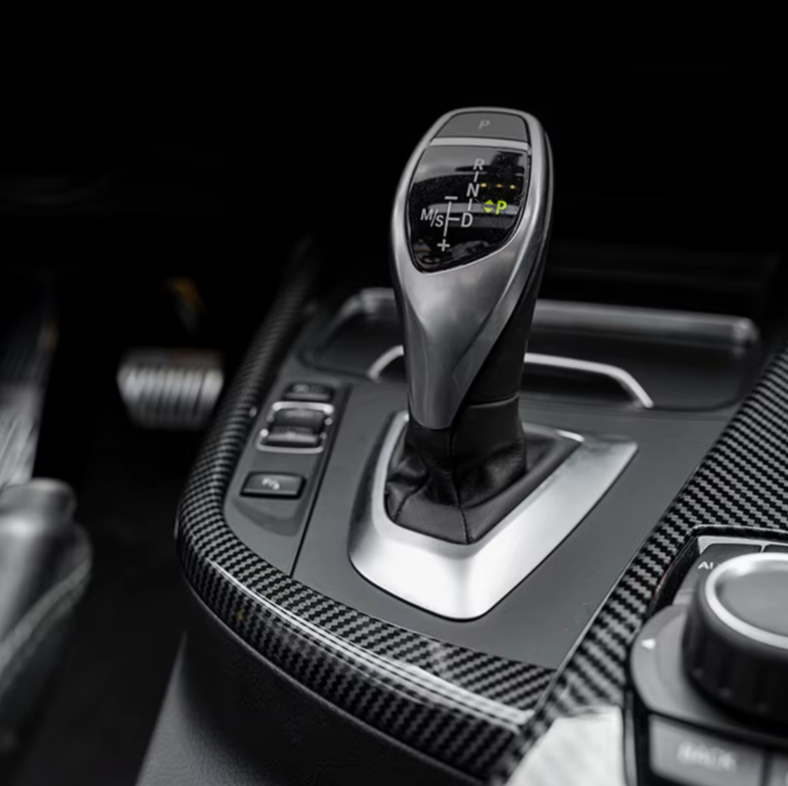 BMW F30 Center Console Side Trim Cover (2013–2018) – Carbon Look