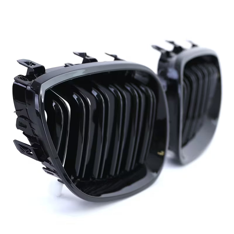 E60 Gloss Black Front Kidney Grilles – Sport Style Pair (E6X 2003–2010, Pre-LCI & LCI)