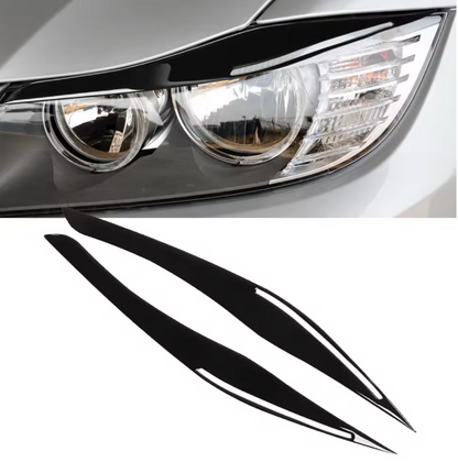E90 Headlight Eyebrows Trim – Gloss Black / Carbon Look (E9X 2005–2012, Pre-LCI & LCI)