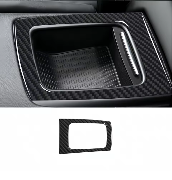 E90 Center Console Storage Frame Trim – Carbon Fiber Look (E9X 2005–2012, Pre-LCI & LCI)