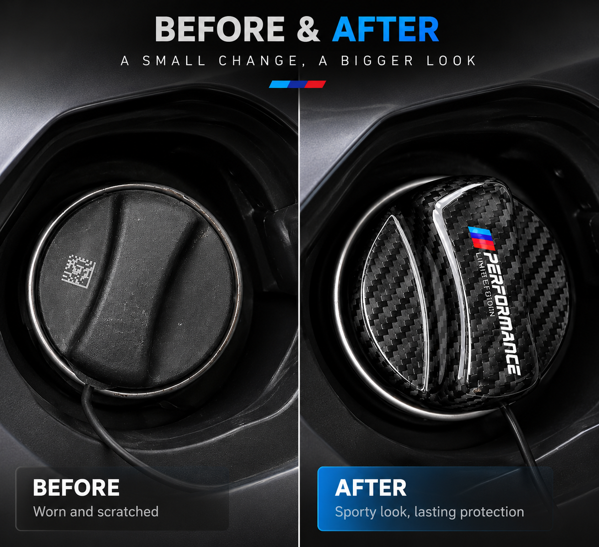 BMW E90 Carbon lool Fuel Cap Cover | Sport Gas Tank Lid Trim (2005–2012)