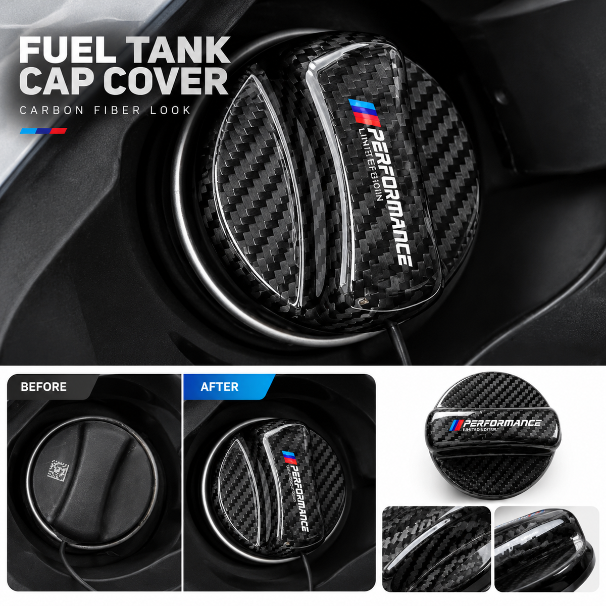 BMW E90 Carbon lool Fuel Cap Cover | Sport Gas Tank Lid Trim (2005–2012)