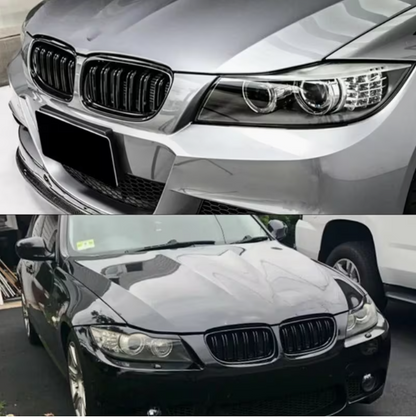 E90/E91 Front Grille – Matte Black Double Line (Facelift LCI 2009-2012)