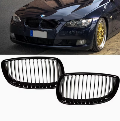 E90 Front Grille – Matte Black Double Line (E90 & E91 2005–2008, Pre-LCI)