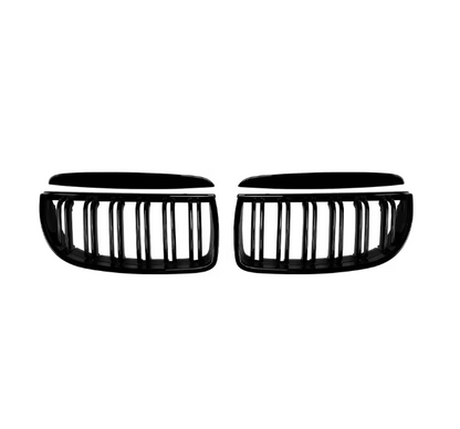 E90 Front Grille – Matte Black Double Line (E90 & E91 2005–2008, Pre-LCI)