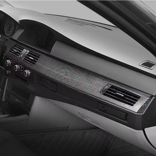 E60 Carbon Fiber/Alcantara Dashboard Air Vent Trim – Center Panel Interior Upgrade (E6X 2003–2010, Pre-LCI & LCI)