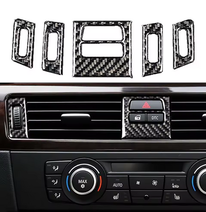 E90 Carbon Fiber Center AC Vent Trim Set 5PCS (2005–2012)