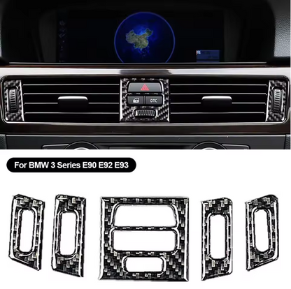 E90 Carbon Fiber Center AC Vent Trim Set 5PCS (2005–2012)