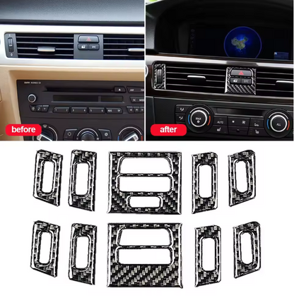 E90 Carbon Fiber Center AC Vent Trim Set 5PCS (2005–2012)