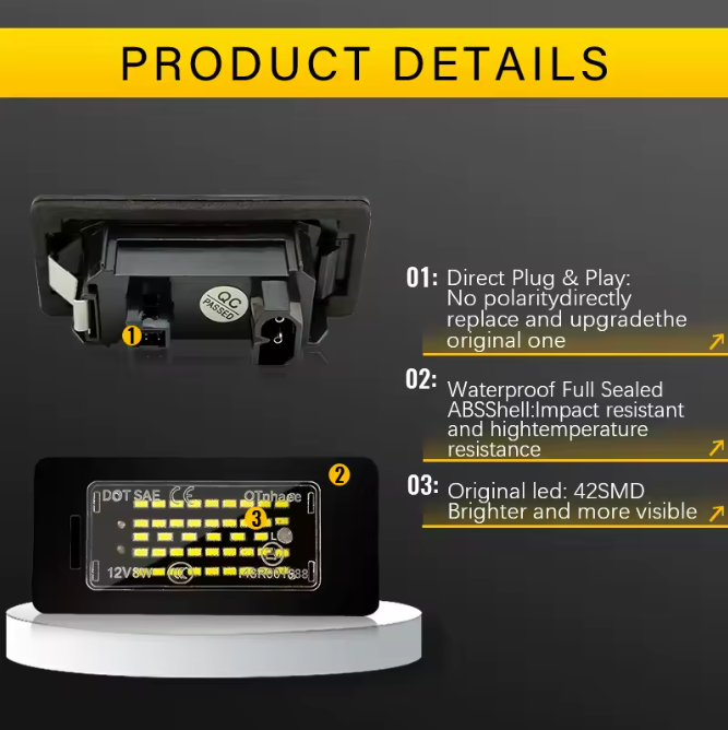 E90 Strong LED License Plate Light 2Pcs