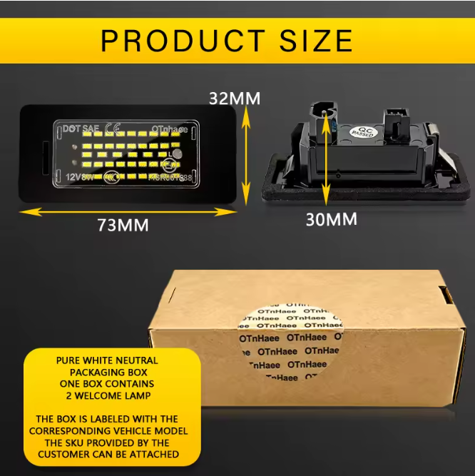 E90 Strong LED License Plate Light 2Pcs