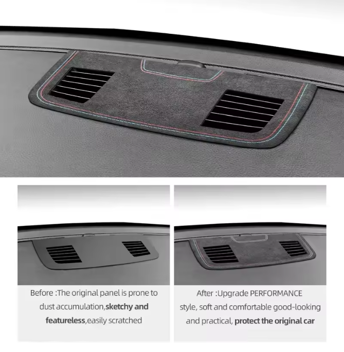 E90 Dashboard Center Air Vent Trim Cover – Carbon Fiber / Alcantara (E9X 2005–2012, Pre-LCI & LCI)