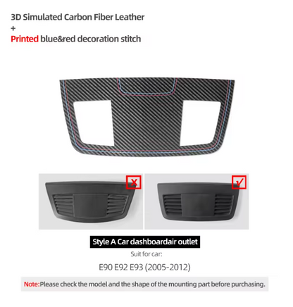 E90 Dashboard Center Air Vent Trim Cover – Carbon Fiber / Alcantara (E9X 2005–2012, Pre-LCI & LCI)