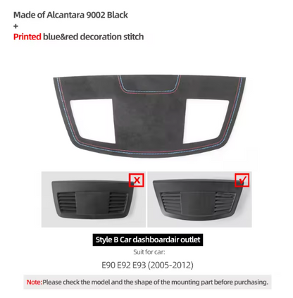 E90 Dashboard Center Air Vent Trim Cover – Carbon Fiber / Alcantara (E9X 2005–2012, Pre-LCI & LCI)