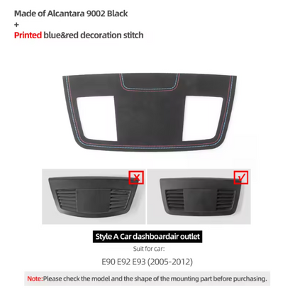 E90 Dashboard Center Air Vent Trim Cover – Carbon Fiber / Alcantara (E9X 2005–2012, Pre-LCI & LCI)