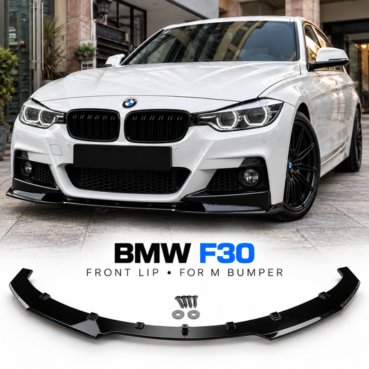 BMW F30 M Sport Front Lip – Gloss Black | 2012–2019 | Pre-LCI & LCI