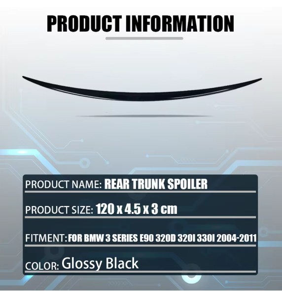 E90 Rear Trunk Spoiler – Premium Trunk Wing (E90 & E91 2005–2012, Pre-LCI & LCI)