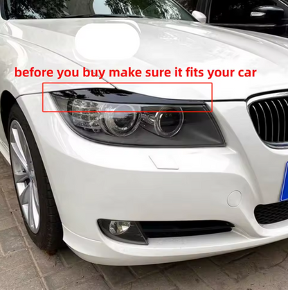 E90 Headlight Eyebrows Trim – Gloss Black / Carbon Look (E9X 2005–2012, Pre-LCI & LCI)