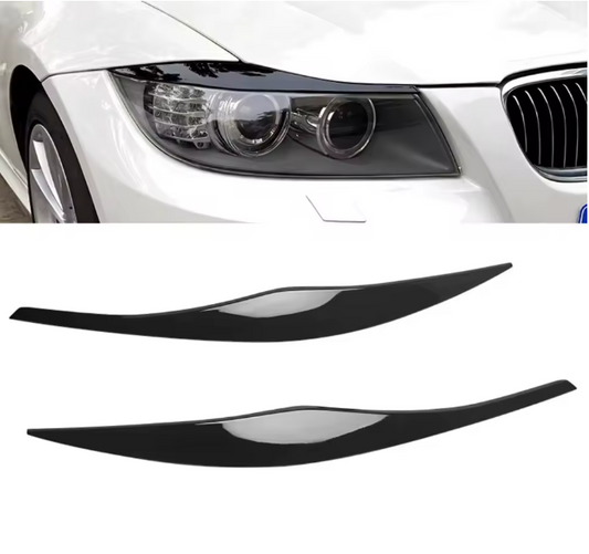 E90 Headlight Eyebrows Trim – Gloss Black / Carbon Look (E9X 2005–2012, Pre-LCI & LCI)