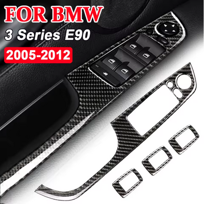 E90 Carbon Fiber Window Switch Panel Trim – Driver Side Interior Cover (E9X 2005–2012, Pre-LCI & LCI)