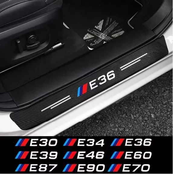 E90 Carbon Fiber Door Sill Protector – Entry Threshold Trim 4PCS (E9X 2005–2012, Pre-LCI & LCI)