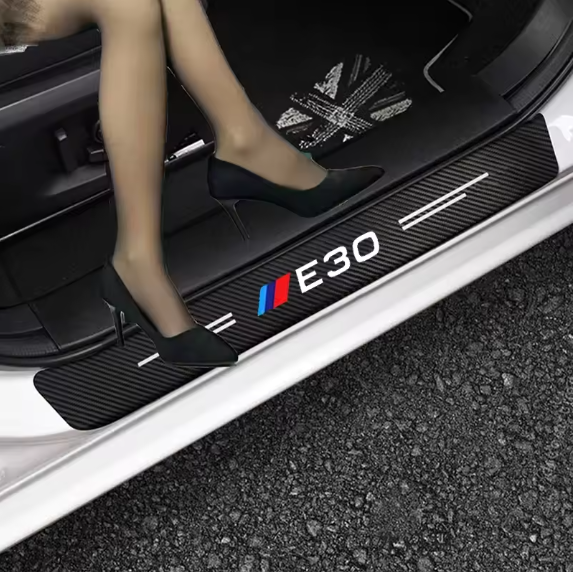 E90 Carbon Fiber Door Sill Protector – Entry Threshold Trim 4PCS (E9X 2005–2012, Pre-LCI & LCI)