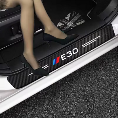 E90 Carbon Fiber Door Sill Protector – Entry Threshold Trim 4PCS (E9X 2005–2012, Pre-LCI & LCI)