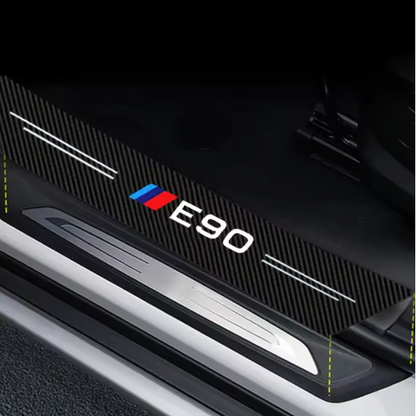 E90 Carbon Fiber Door Sill Protector – Entry Threshold Trim 4PCS (E9X 2005–2012, Pre-LCI & LCI)