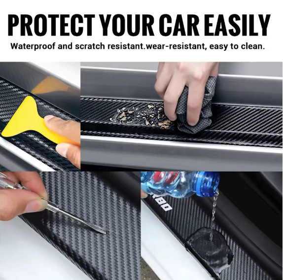 E90 Carbon Fiber Door Sill Protector – Entry Threshold Trim 4PCS (E9X 2005–2012, Pre-LCI & LCI)