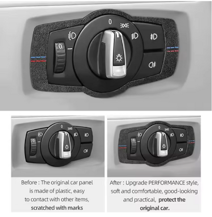E90 Headlight Switch Trim Cover – Carbon Fiber / Alcantara Interior Frame (E9X 2005–2012, Pre-LCI & LCI)