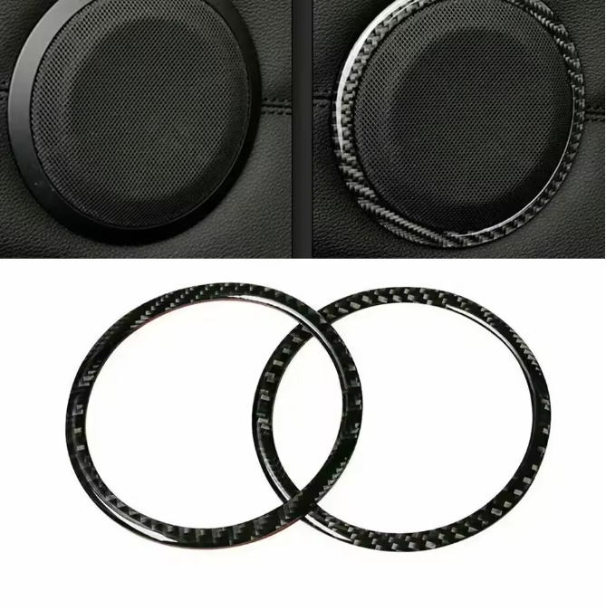 E90 Carbon Fiber Door Speaker Trim Rings – Interior Upgrade (E9X 2005–2012, Pre-LCI & LCI)