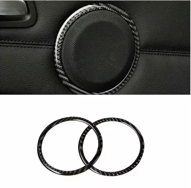 E90 Carbon Fiber Door Speaker Trim Rings – Interior Upgrade (E9X 2005–2012, Pre-LCI & LCI)