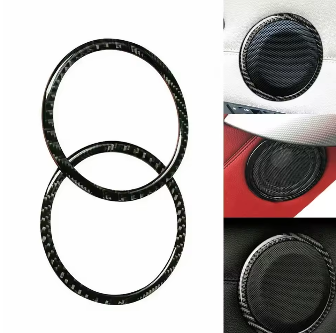 E90 Carbon Fiber Door Speaker Trim Rings – Interior Upgrade (E9X 2005–2012, Pre-LCI & LCI)